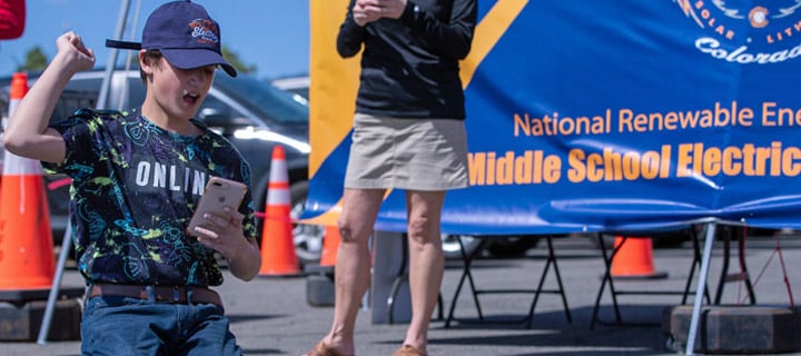 Student competes at the Middle School Car Competition.