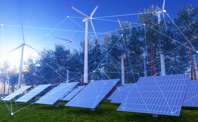 photo of windmills and solar panels