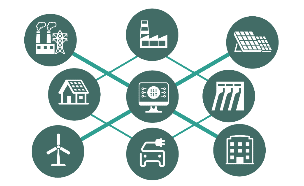 Icons representing renewable energy technologies