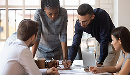 Team members in meeting.