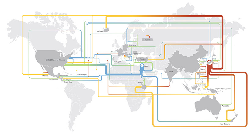 Map of worldwide supply chains.