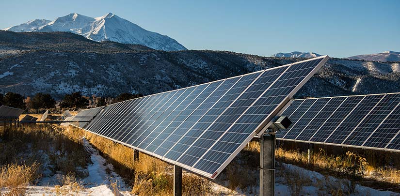 A PV array in the mountains.