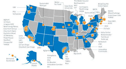 U.S. map graphic indicating locations of partners