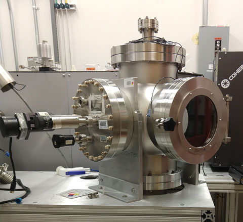 Photo of pulsed laser deposition chamber