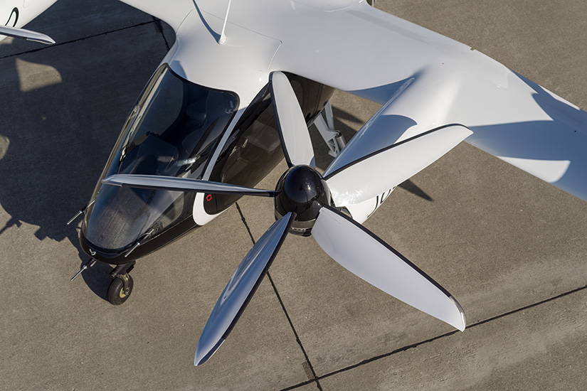 An electric aircraft top view.