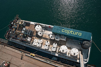 A barge loaded with equipment