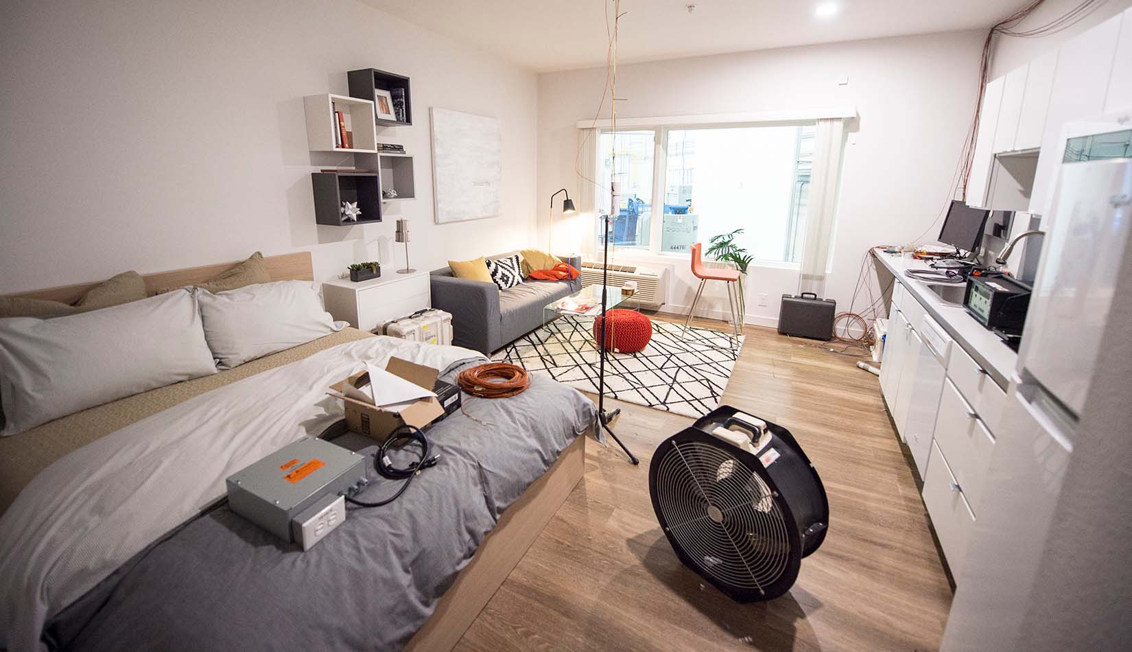 48986-body An interior photo of the iUnit studio apartment prototype.