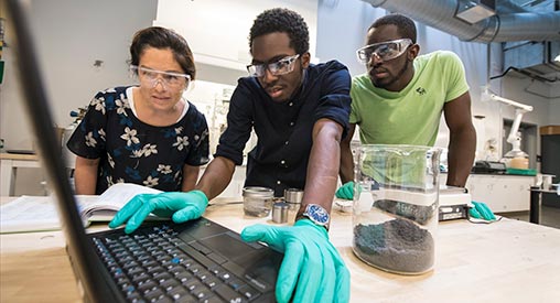 Researchers with an intern