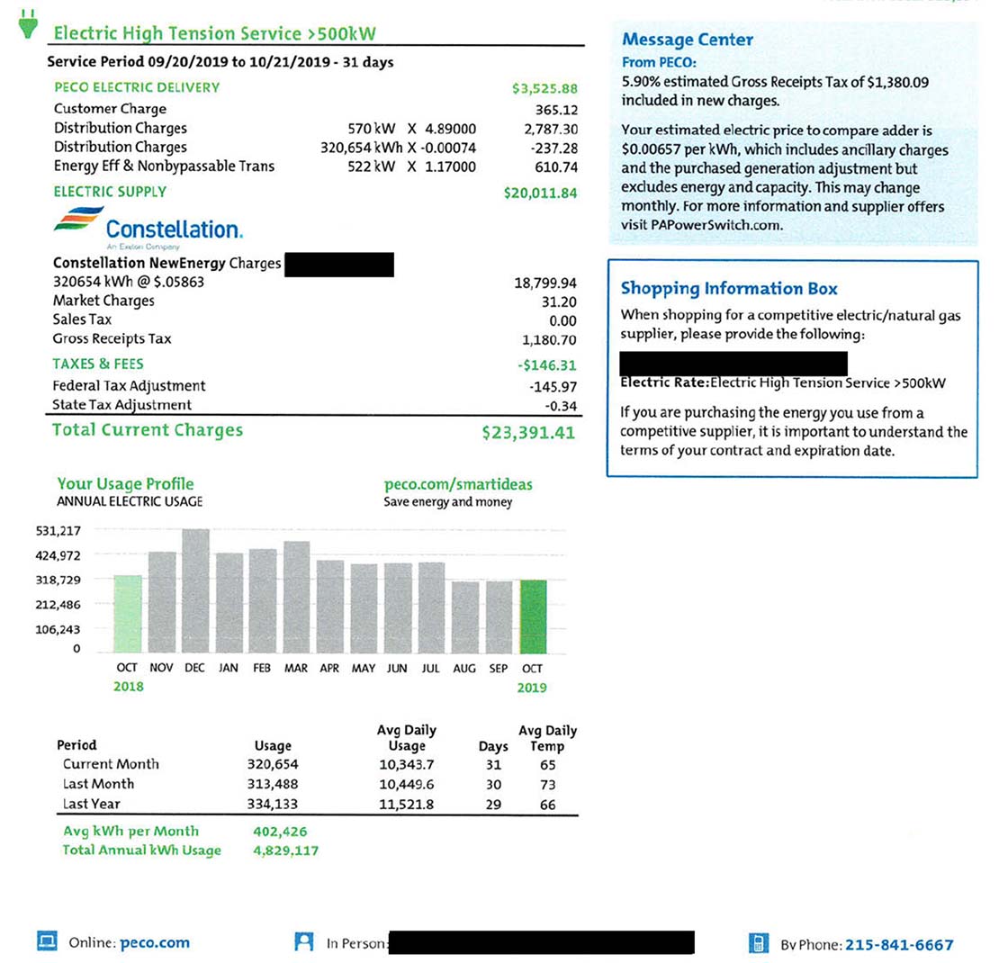 Utility bill example