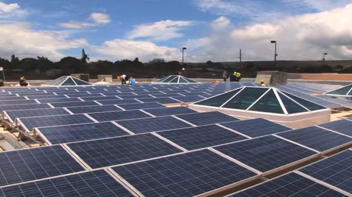 A photo of rooftop solar panels