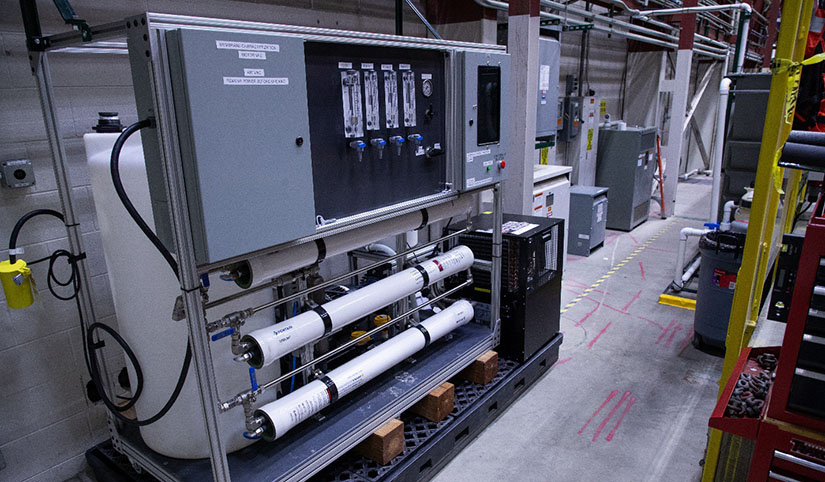 A water tank and electrical control board equipment in a laboratory