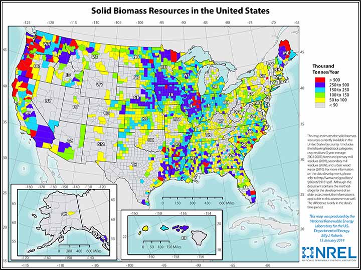 Map of Total Solid U.S. Biomass Resources