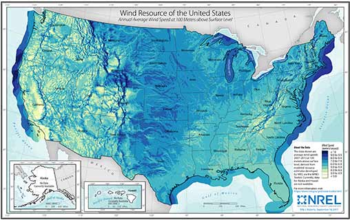 U.S. Wind Speed at 100-Meter above Surface Level