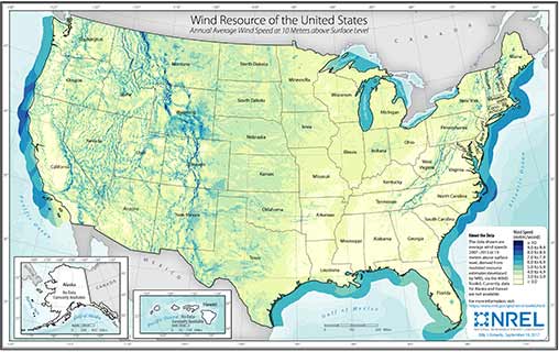 U.S. Wind Speed at 10-Meter above Surface Level