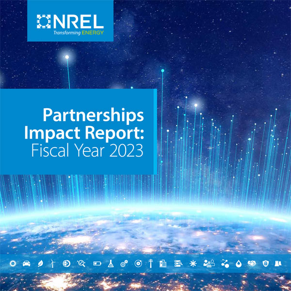 Report cover reading NREL - Partnerships Impact Report Fiscal Year 2023