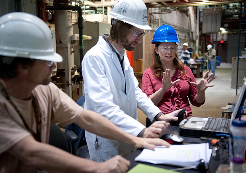 A photo showing scientists at NRELs Integrated Biorefinery Research Facility